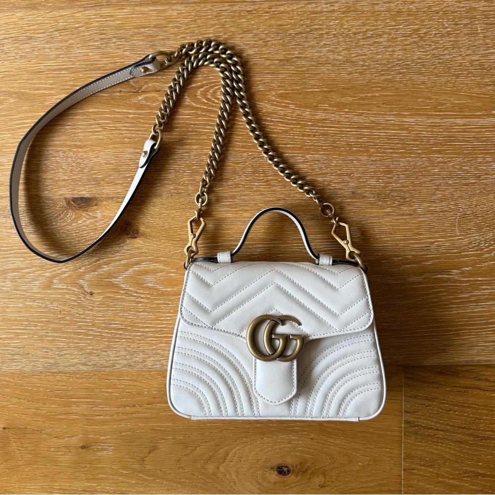 Gucci GG Marmont small top handle bag ivory